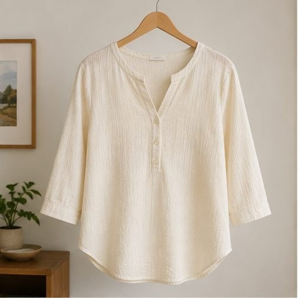 Ivory Henley Notch Neck Blouse
